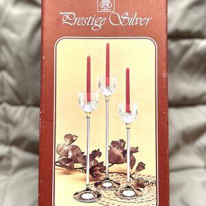 Vintage Prestige Silverplated Candle Holder Set